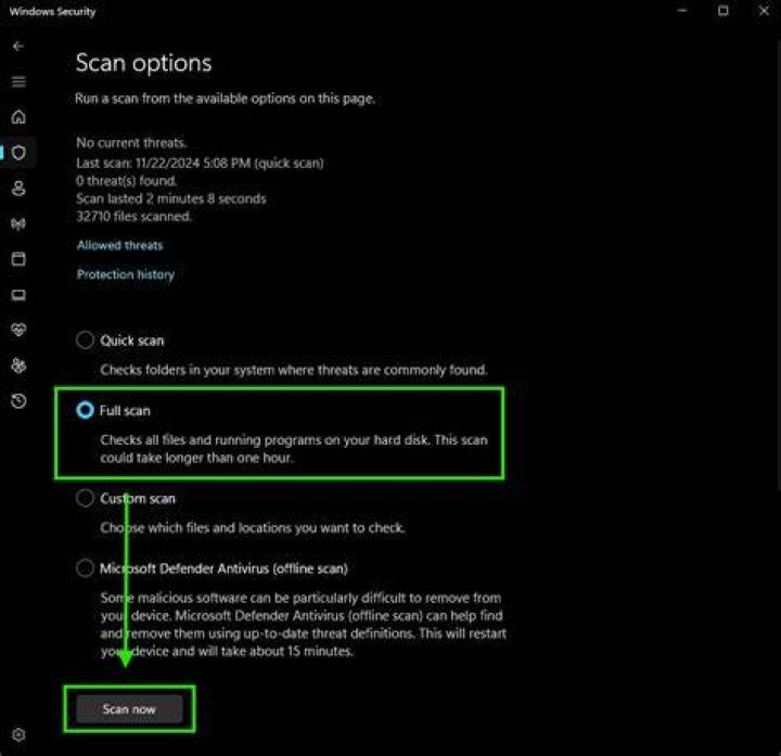 How do I scan with Windows Defender?