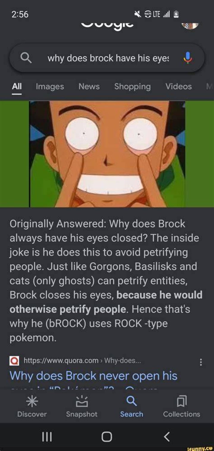 Why are Brock's eyes shut?